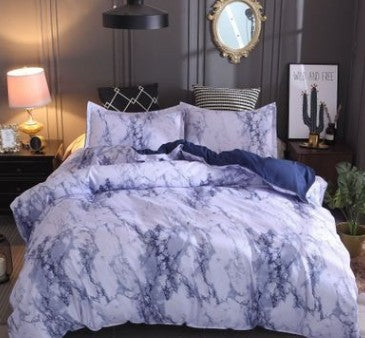 KTX-756243 Marble Pattern 4-Piece Bedding Set with Duvet Cover and Pillowcases in Polyester Fiber
