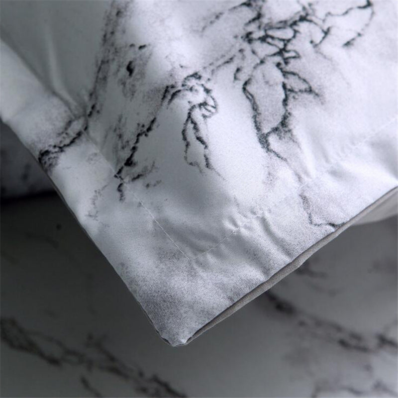 KTX-756243 Marble Pattern 4-Piece Bedding Set with Duvet Cover and Pillowcases in Polyester Fiber