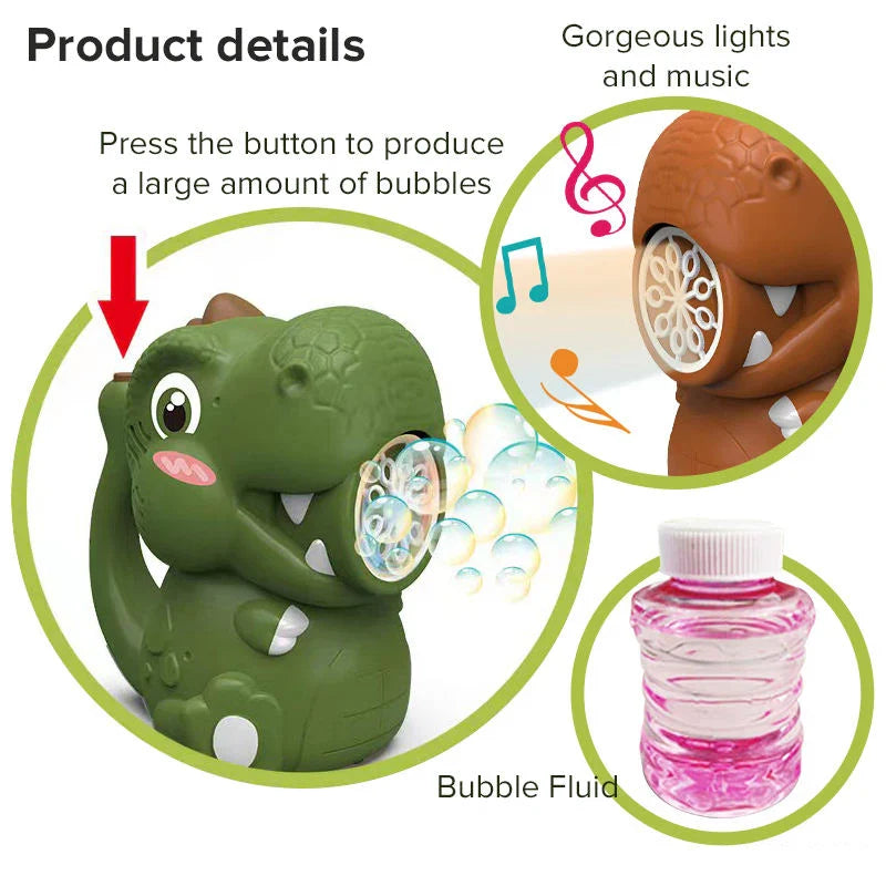 KTX-758163 Electric Dinosaur Bubble Blower - Fun Outdoor Toy for Kids 5 Years & Up