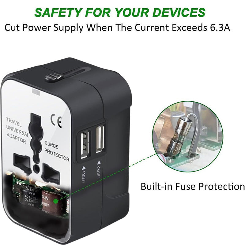 KTX-759123 Universal Travel Adapter for Worldwide Use - All-in-One Wall Charger Plug