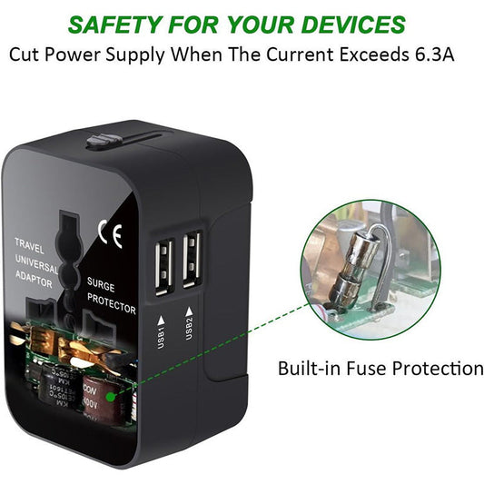 KTX-759123 Universal Travel Adapter for Worldwide Use - All-in-One Wall Charger Plug