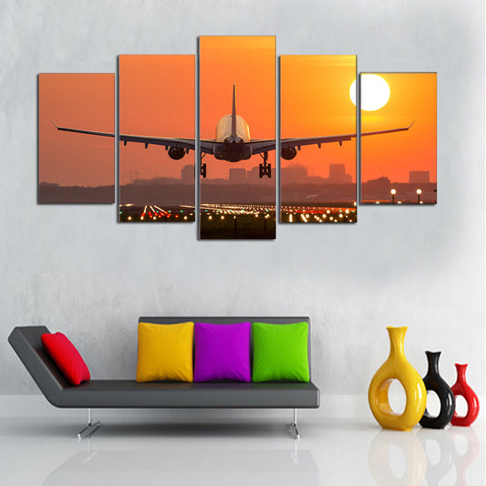 KTX-759891 Airplane Sunset Takeoff HD Canvas Art - Multiple Sizes Available
