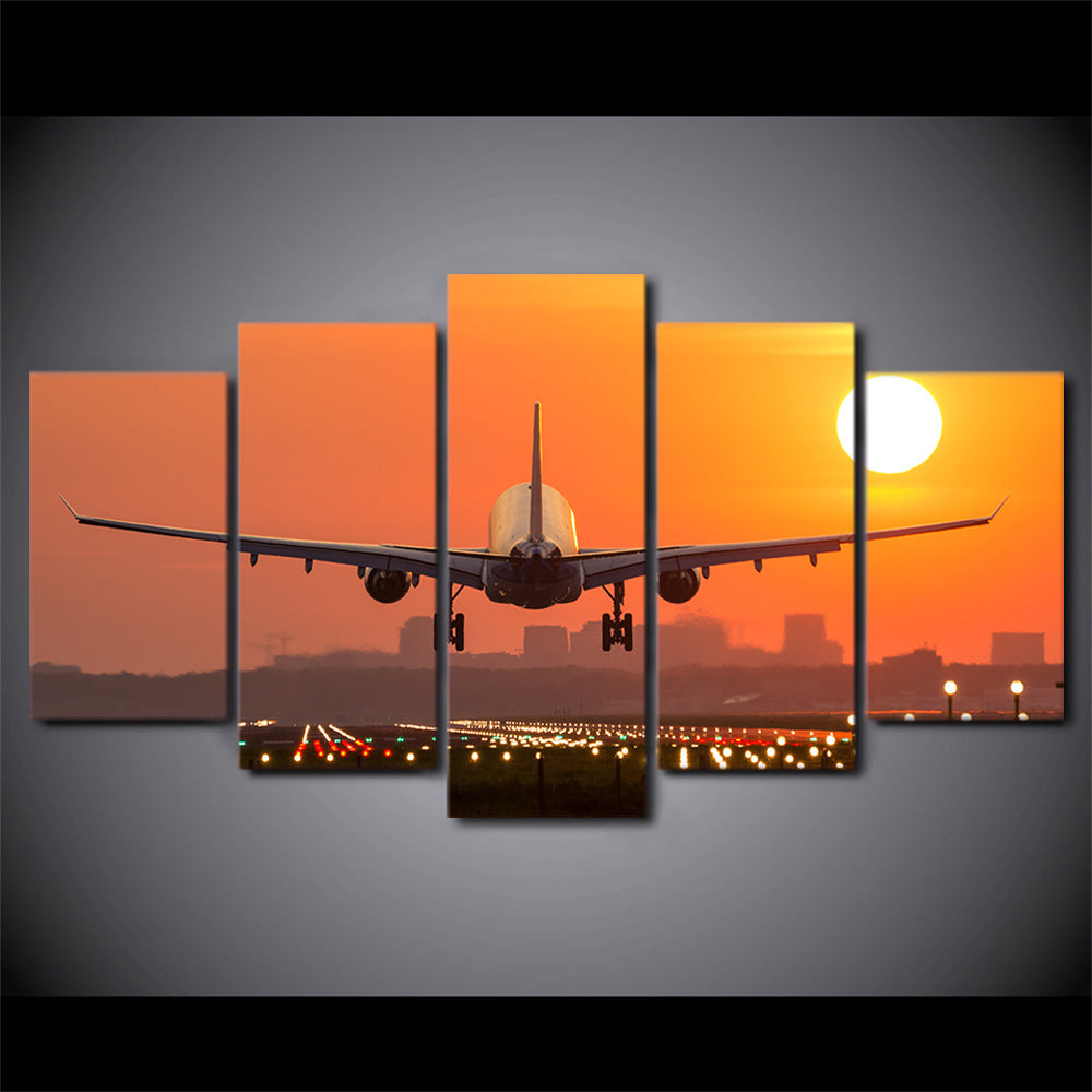 KTX-759891 Airplane Sunset Takeoff HD Canvas Art - Multiple Sizes Available