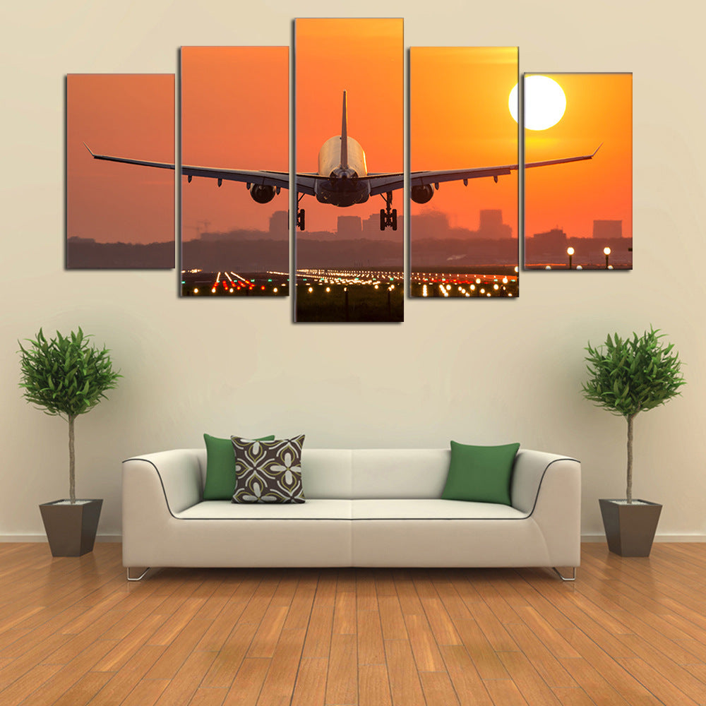 KTX-759891 Airplane Sunset Takeoff HD Canvas Art - Multiple Sizes Available