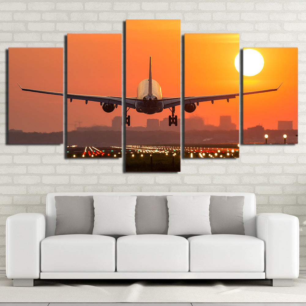 KTX-759891 Airplane Sunset Takeoff HD Canvas Art - Multiple Sizes Available