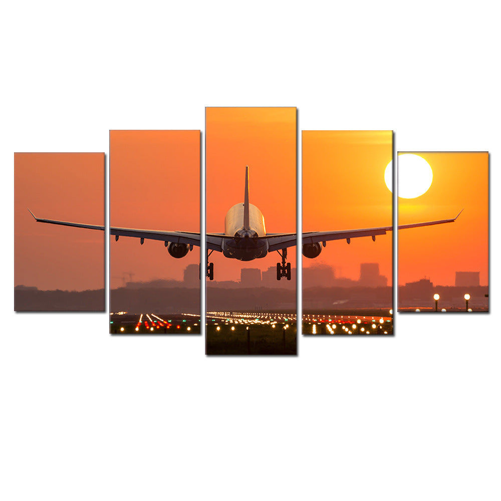 KTX-759891 Airplane Sunset Takeoff HD Canvas Art - Multiple Sizes Available