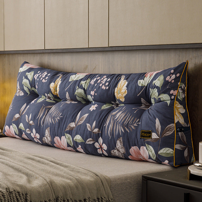 KTX-760019 Triangle Backrest Pillow with Floral and Leaf Patterns, Soft Sanding Material, Various Sizes Available