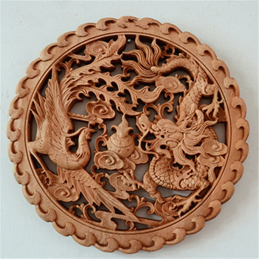 KTX-760147 Solid Camphor Wood Ruyi Pendant - Handcrafted Hollow Carving Decorative Craft