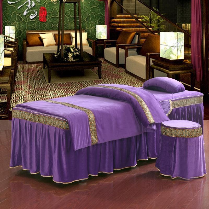 KTX-760211 Four-Piece Soft Polyester Cotton Beauty Bedspread Set for Salons