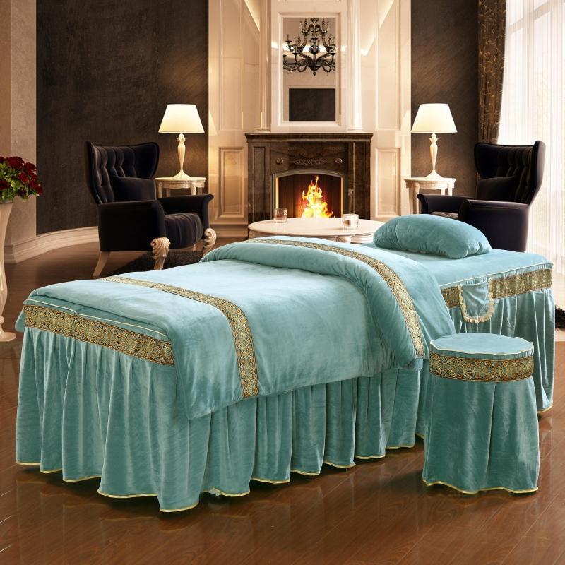 KTX-760211 Four-Piece Soft Polyester Cotton Beauty Bedspread Set for Salons