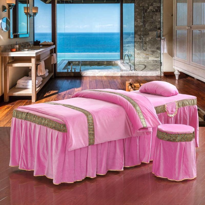 KTX-760211 Four-Piece Soft Polyester Cotton Beauty Bedspread Set for Salons