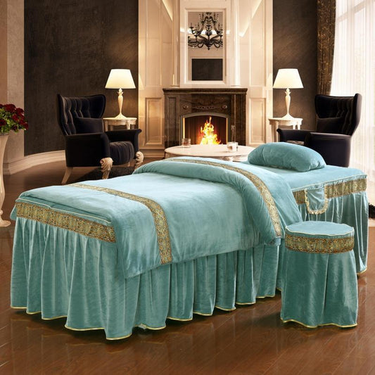 KTX-760211 Four-Piece Soft Polyester Cotton Beauty Bedspread Set for Salons