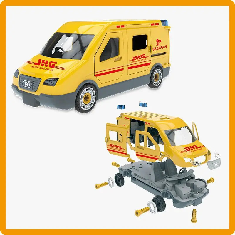 KTX-760467 DIY Building Block Set - Manually Assembled Fire Engine, Police Car, and Ambulance Toy for Kids