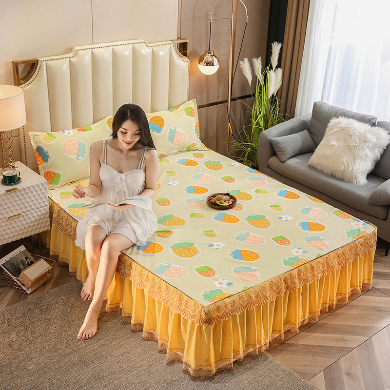 KTX-760531 Anti-Dust Non-Slip Polyester Bed Sheet Set with Various Elegant Designs