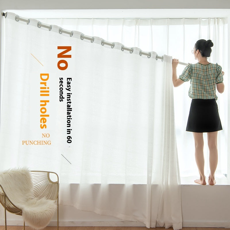 KTX-760915 Sunshade Nontransparent Curtain in Hemp Yarn - Modern Minimalist Design, Multiple Sizes Available