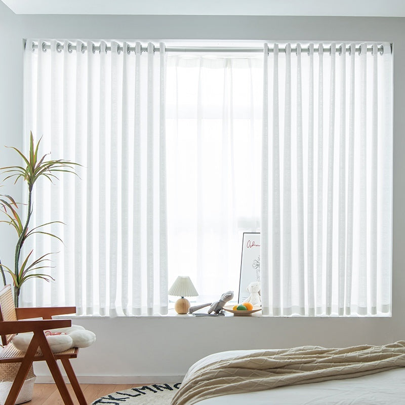 KTX-760915 Sunshade Nontransparent Curtain in Hemp Yarn - Modern Minimalist Design, Multiple Sizes Available