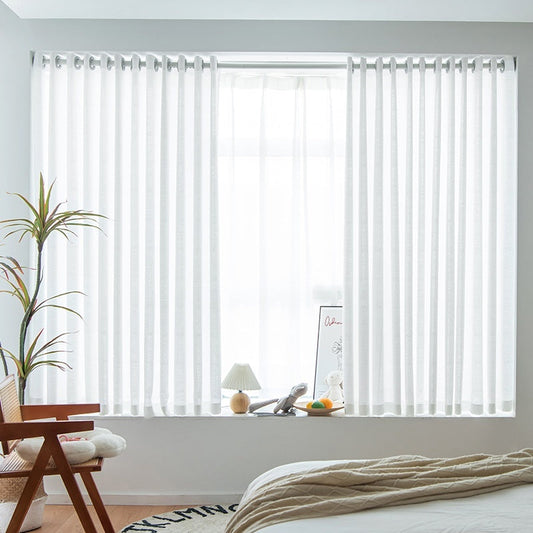 KTX-760915 Sunshade Nontransparent Curtain in Hemp Yarn - Modern Minimalist Design, Multiple Sizes Available