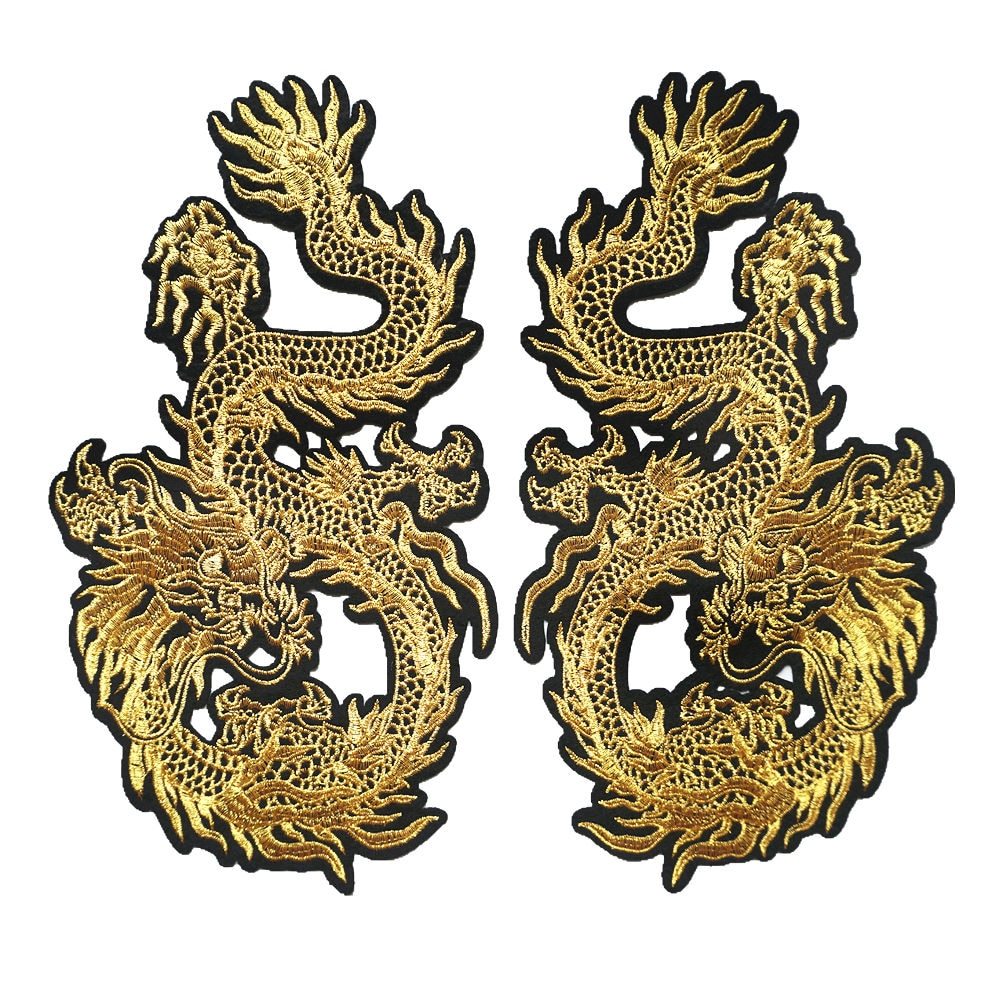 KTX-761043 Embroidered Gold Thread Auspicious Dragon Accessories for Clothing, Bags, and Decor
