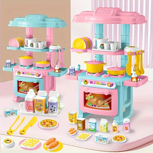 KTX-761043 Mini Kitchen Playset for Kids - Portable Food and Cooking Toy Set, Age 2 to 13 Years, Plastic Kitchen Accessories