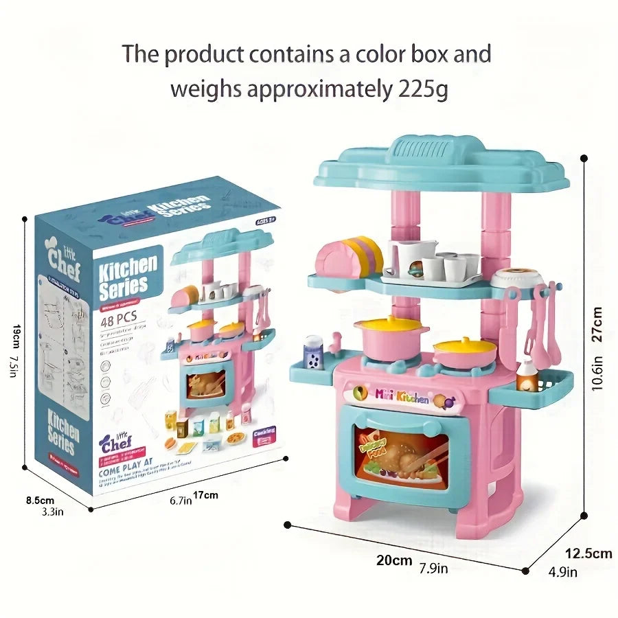 KTX-761043 Mini Kitchen Playset for Kids - Portable Food and Cooking Toy Set, Age 2 to 13 Years, Plastic Kitchen Accessories