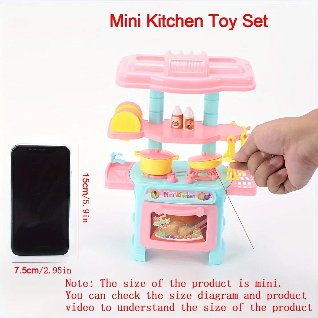 KTX-761043 Mini Kitchen Playset for Kids - Portable Food and Cooking Toy Set, Age 2 to 13 Years, Plastic Kitchen Accessories