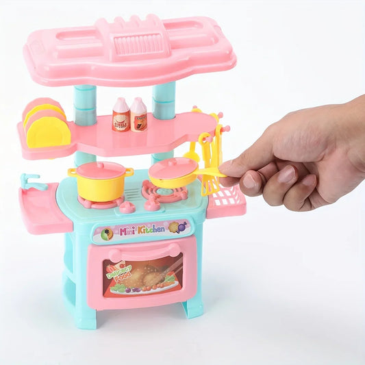 KTX-761043 Mini Kitchen Playset for Kids - Portable Food and Cooking Toy Set, Age 2 to 13 Years, Plastic Kitchen Accessories