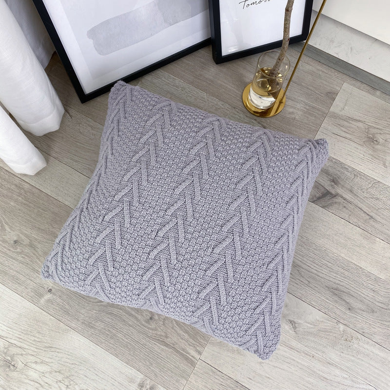 KTX-761363 Nordic Wool Knitted Pillow Cushion in Solid Colors