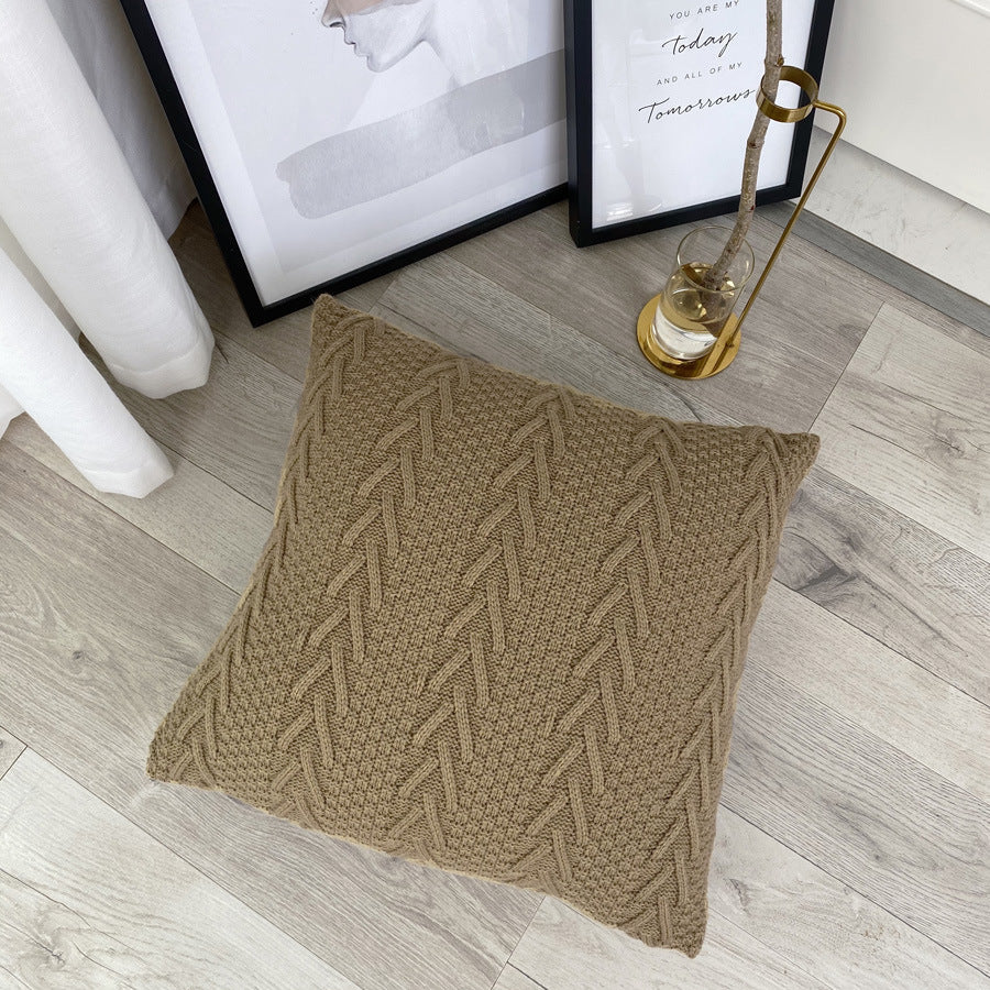 KTX-761363 Nordic Wool Knitted Pillow Cushion in Solid Colors