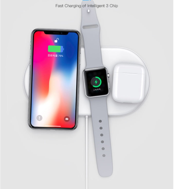 KTX-761427 3-in-1 Wireless Charger Station, Universal Compatibility, Micro USB Input, Soft Case Design, Compact & Efficient Charging Solution