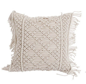 KTX-762323 Hand-woven Cotton Braid Rope Tassel Cushion Pillow in Multiple Colors