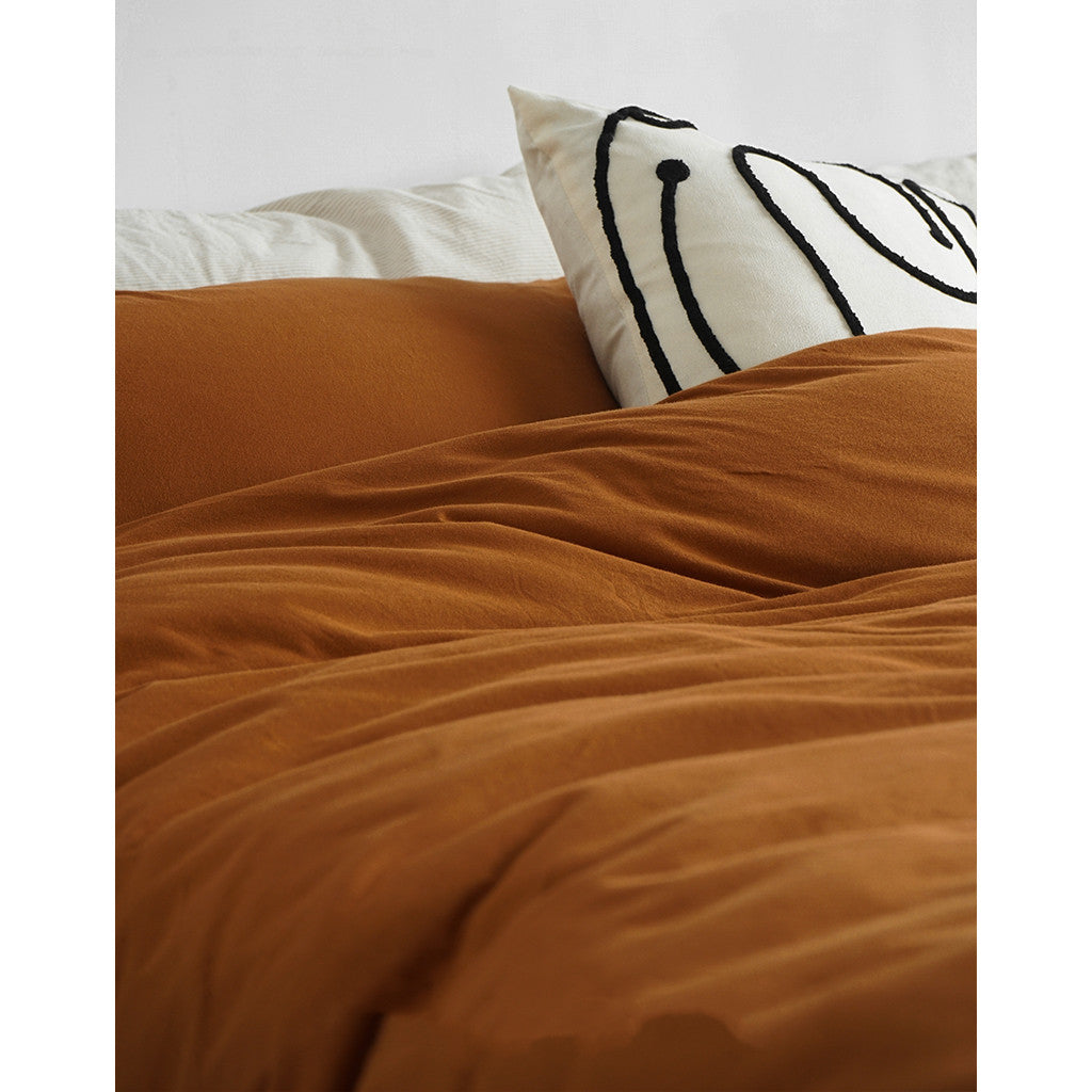 KTX-762515 Caramel Knitted Cotton Bedding Set - Skin-Friendly, 4-Piece Nude Collection for Various Bed Sizes