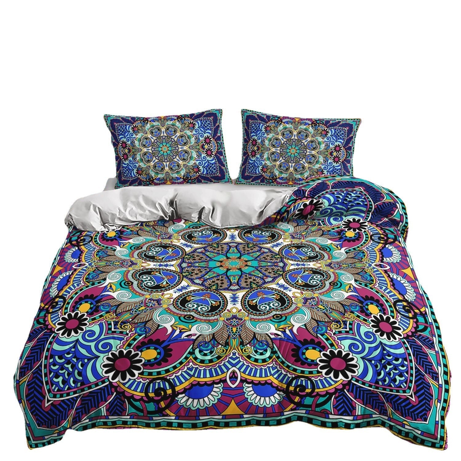 KTX-762835 Printed Quilt Cover Set with Bed Sheet and Pillowcase - Multiple Sizes Available