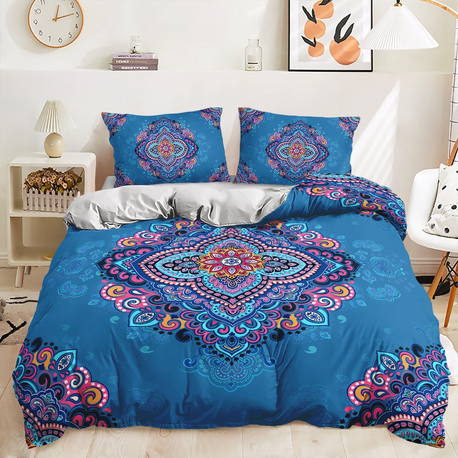 KTX-762835 Printed Quilt Cover Set with Bed Sheet and Pillowcase - Multiple Sizes Available