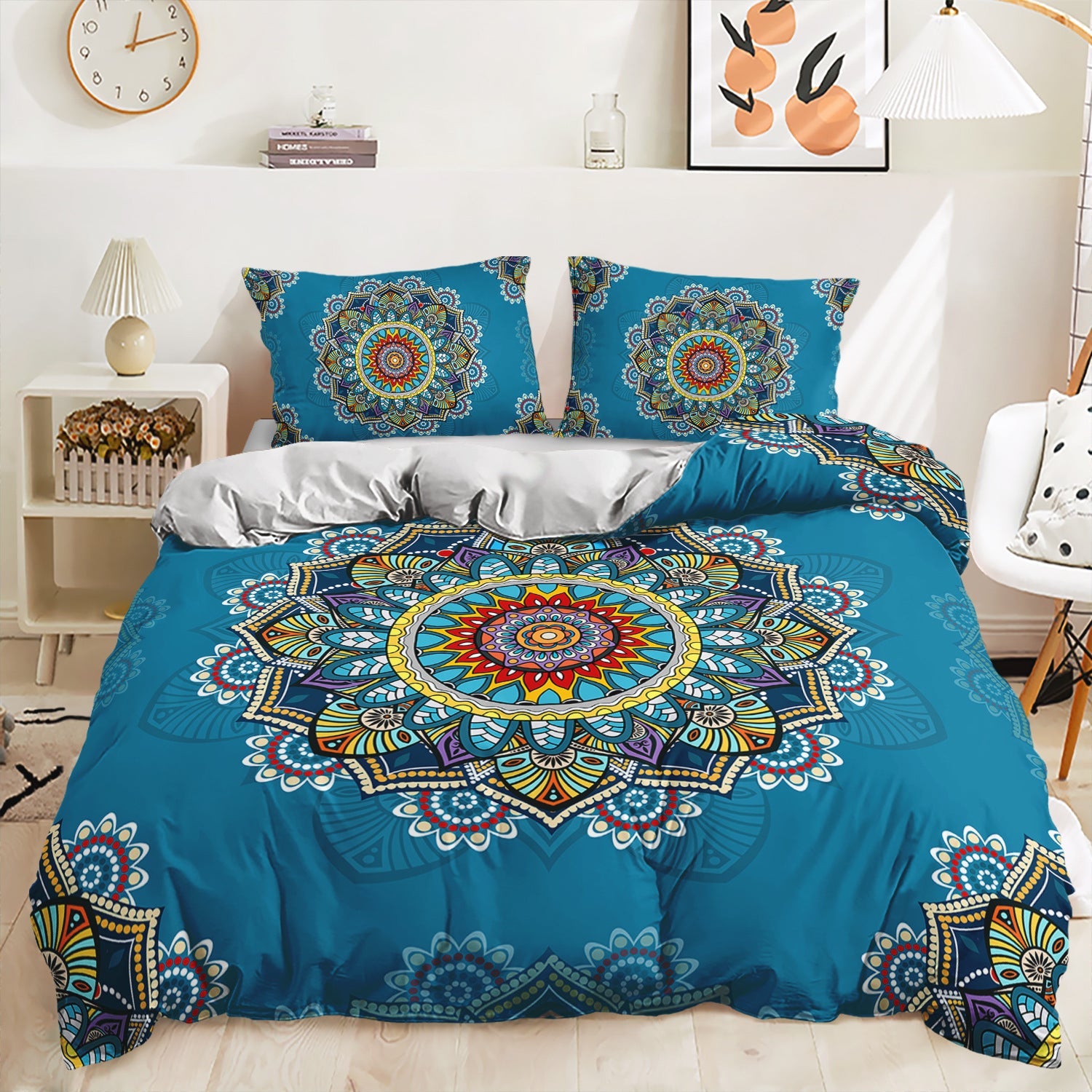 KTX-762835 Printed Quilt Cover Set with Bed Sheet and Pillowcase - Multiple Sizes Available