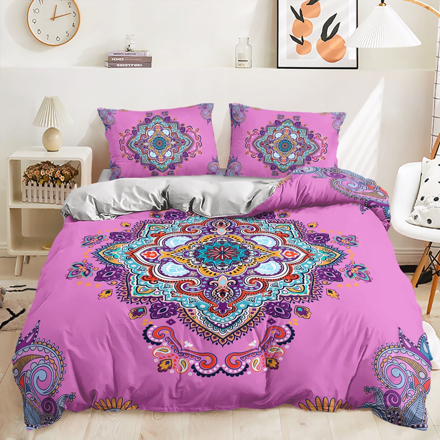 KTX-762835 Printed Quilt Cover Set with Bed Sheet and Pillowcase - Multiple Sizes Available