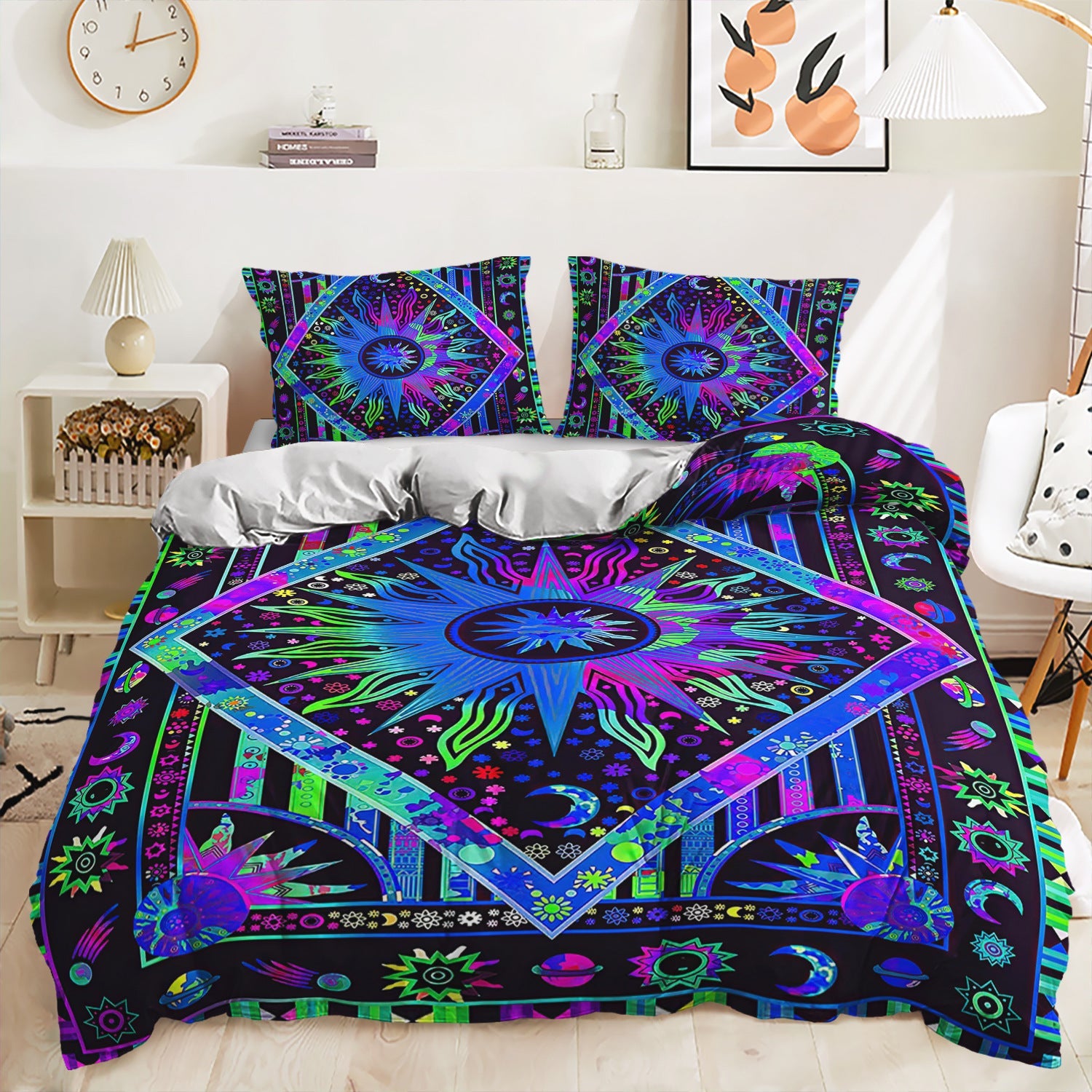 KTX-762835 Printed Quilt Cover Set with Bed Sheet and Pillowcase - Multiple Sizes Available