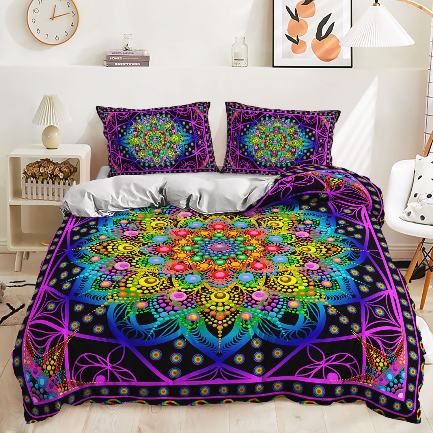 KTX-762835 Printed Quilt Cover Set with Bed Sheet and Pillowcase - Multiple Sizes Available