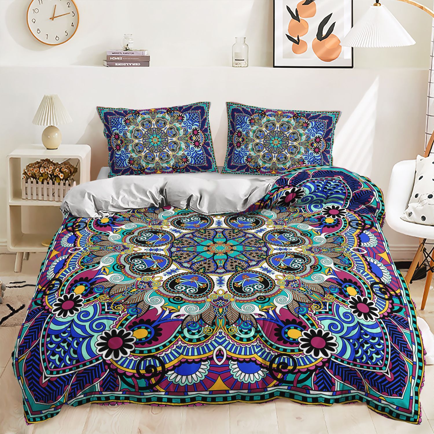 KTX-762835 Printed Quilt Cover Set with Bed Sheet and Pillowcase - Multiple Sizes Available
