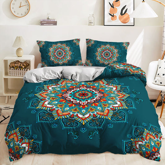 KTX-762835 Printed Quilt Cover Set with Bed Sheet and Pillowcase - Multiple Sizes Available