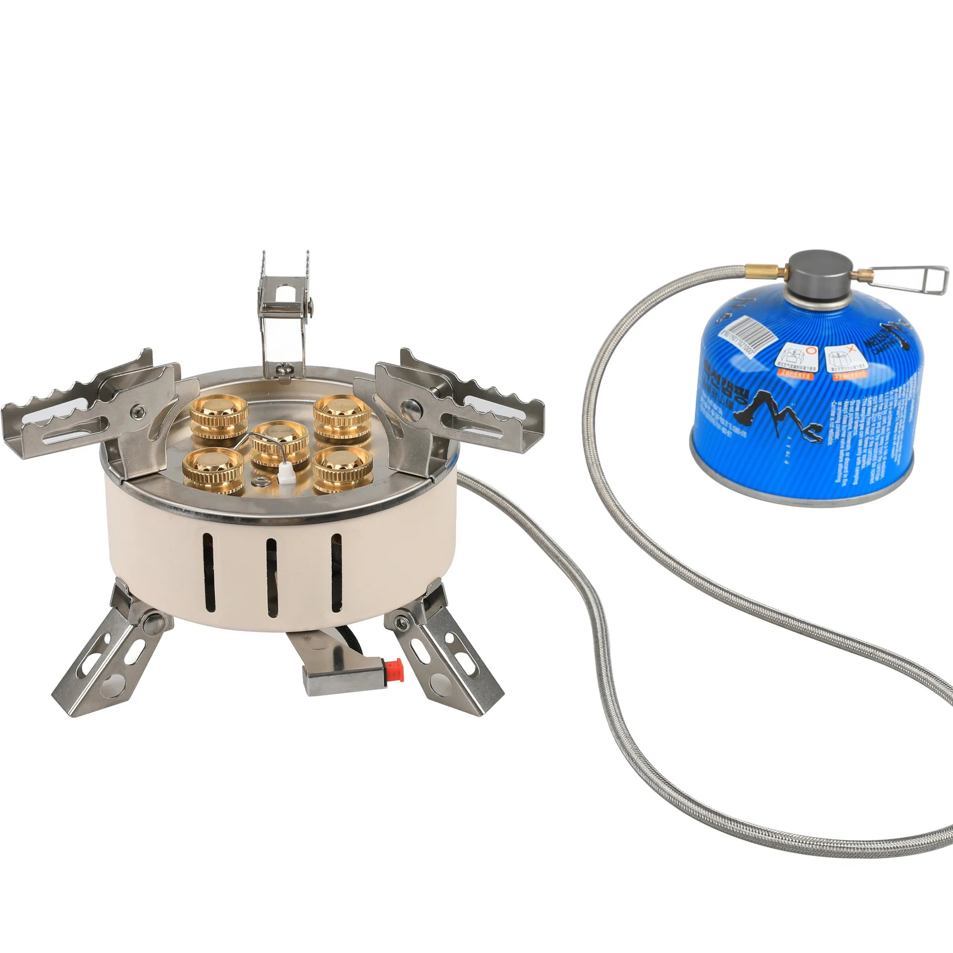 KTX-763027 5-Burner Stainless Steel Gas Stove for Outdoor Cooking and Camping