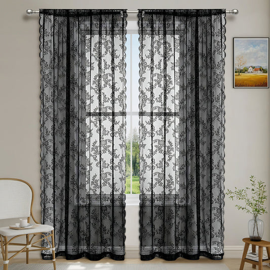 KTX-763219 Lace Half Shade Curtain for Window Treatment in Various Colors and Sizes