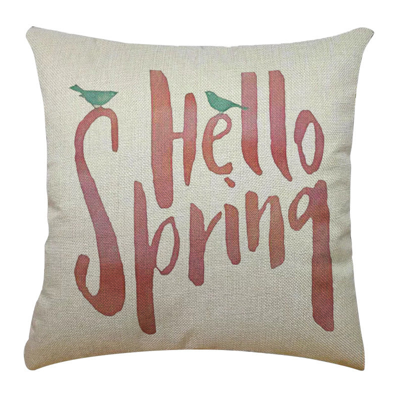 KTX-763347 Bicycle Illustration Linen Pillow Cover with Floral Design - Modern Cushion 40x40cm & 45x45cm