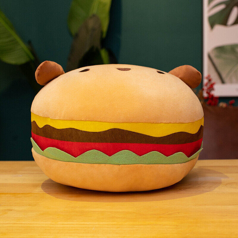 KTX-763475 Puppy Hamburger Plush Pillow Cushion for Kids' Room Decoration, 33cm or 40cm