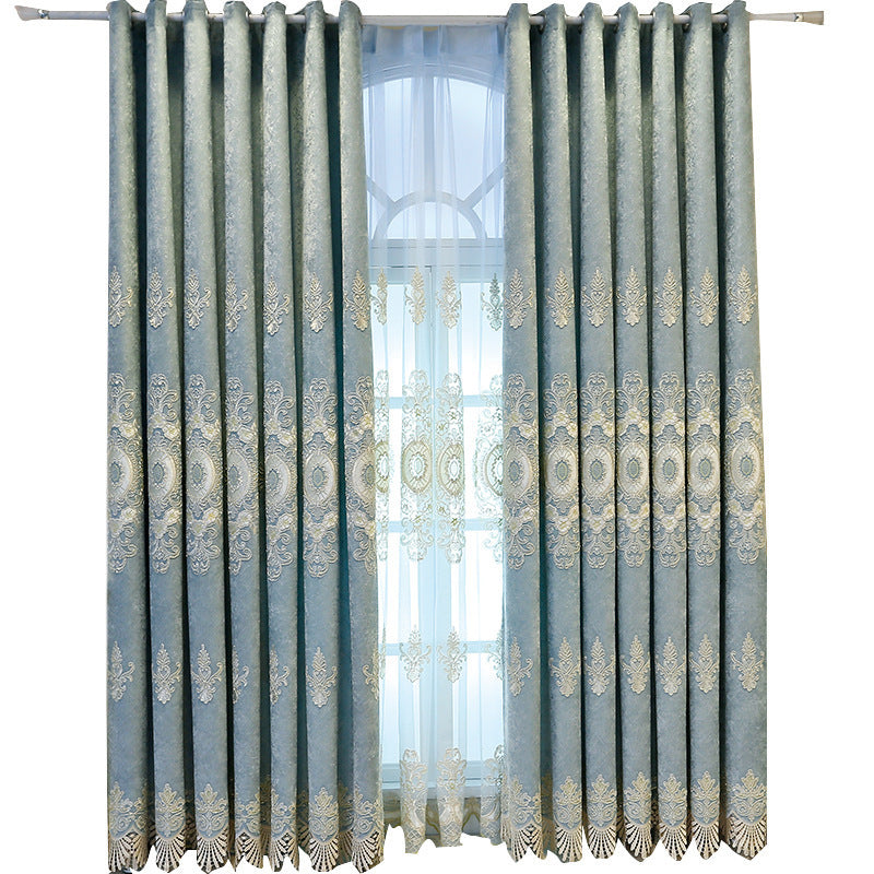 KTX-764371 Elegant European Classical Embroidered Curtains for Living Room and Bedroom – High Shading 70%-90%