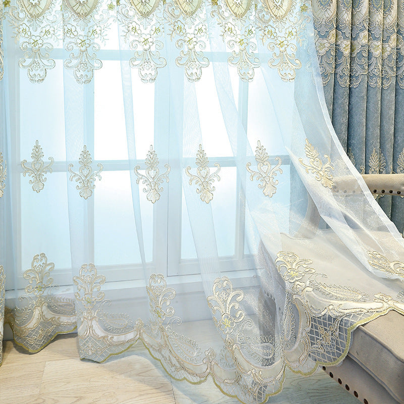 KTX-764371 Elegant European Classical Embroidered Curtains for Living Room and Bedroom – High Shading 70%-90%