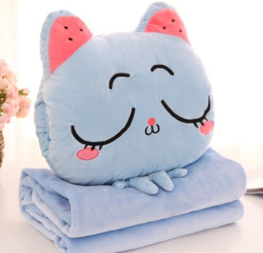 KTX-764499 Multi-Function Plush Air Conditioner Pillow - Soft Nap Blanket and Hand Warmer for Car and Office