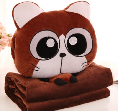 KTX-764499 Multi-Function Plush Air Conditioner Pillow - Soft Nap Blanket and Hand Warmer for Car and Office