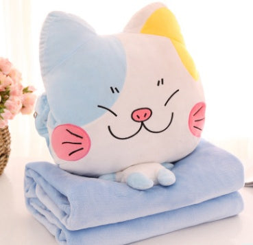 KTX-764499 Multi-Function Plush Air Conditioner Pillow - Soft Nap Blanket and Hand Warmer for Car and Office