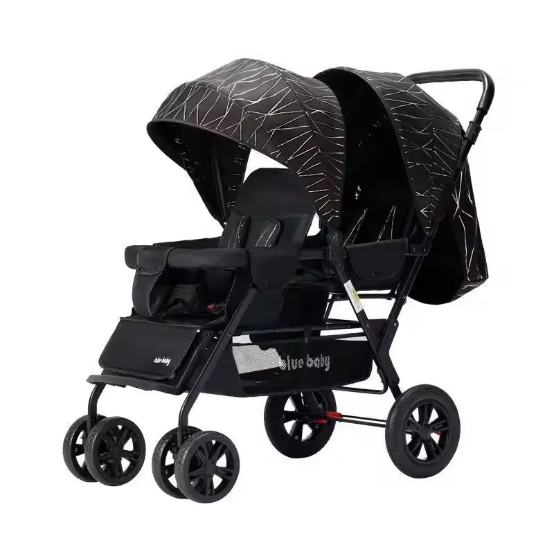 KTX-765011 Lightweight Folding Twin Baby Stroller with Adjustable Seating Options for Infants and Toddlers