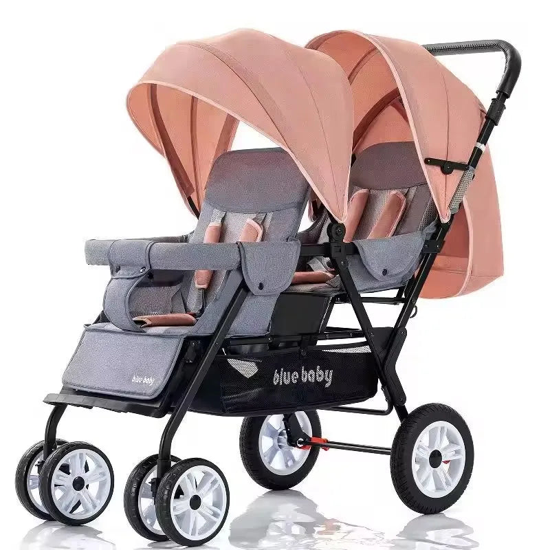 KTX-765011 Lightweight Folding Twin Baby Stroller with Adjustable Seating Options for Infants and Toddlers